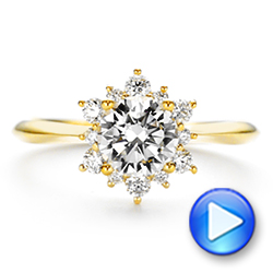 14k Yellow Gold 14k Yellow Gold Starburst Cluster Halo Diamond Engagement Ring - Video -  105908 - Thumbnail