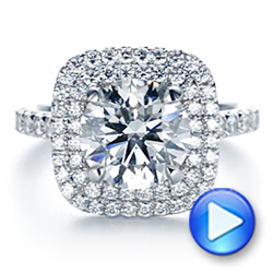 14k White Gold 14k White Gold Double Halo French Cut Diamond Engagement Ring - Video -  105985 - Thumbnail