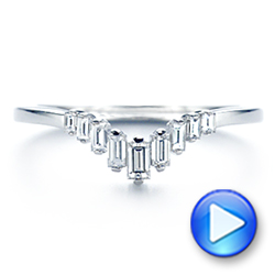 14k White Gold V-shaped Baguette Diamond Wedding Band - Video -  105988 - Thumbnail