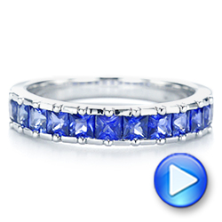  Platinum Platinum Blue Sapphire Channel Set Wedding Band - Video -  106001 - Thumbnail