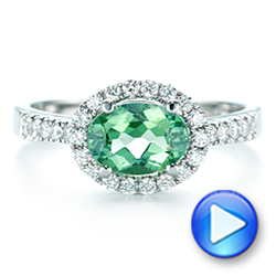 14k White Gold Green Tourmaline And Diamond Ring - Video -  106016 - Thumbnail