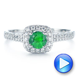  Platinum Platinum Emerald And Diamond Peekaboo Engagement Ring - Video -  106018 - Thumbnail