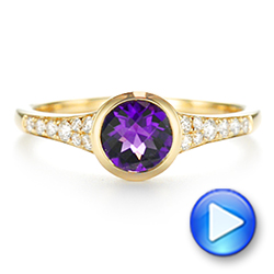 14k Yellow Gold Amethyst And Diamond Fashion Ring - Video -  106029 - Thumbnail