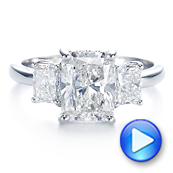  Platinum Hidden Halo Three Stone Diamond Engagement Ring - Video -  106101 - Thumbnail