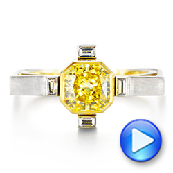  Platinum And 18k Yellow Gold Two-tone Yellow And White Diamond Fashion Ring - Video -  106102 - Thumbnail