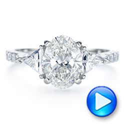  Platinum Three Stone Oval And Trillion Diamond Engagement Ring - Video -  106103 - Thumbnail