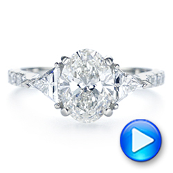 14k White Gold 14k White Gold Three Stone Oval And Trillion Diamond Engagement Ring - Video -  106103 - Thumbnail