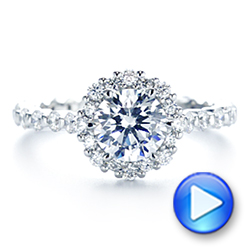 18k White Gold 18k White Gold Custom Diamond Halo Engagement Ring - Video -  106108 - Thumbnail
