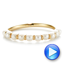 14k Yellow Gold Freshwater Cultured Pearl Ring - Video -  106146 - Thumbnail