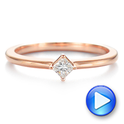 14k Rose Gold Square-cut Stacking Solitaire Diamond Ring - Video -  106163 - Thumbnail