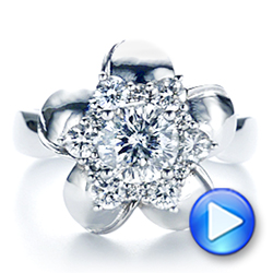  Platinum Platinum Floral Diamond Engagement Ring - Video -  106167 - Thumbnail