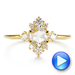 14k Yellow Gold Modified Halo And Rose Cut Diamond Engagement Ring - Video -  106178 - Thumbnail