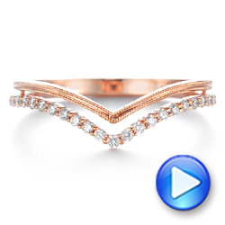 14k Rose Gold V-shaped Diamond Wedding Band - Video -  106185 - Thumbnail