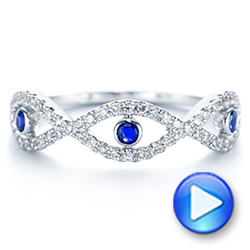 18k White Gold 18k White Gold Blue Sapphire And Diamond Criss-cross Ring - Video -  106196 - Thumbnail