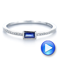 18k White Gold 18k White Gold Blue Sapphire And Diamond Stackable Fashion Ring - Video -  106197 - Thumbnail