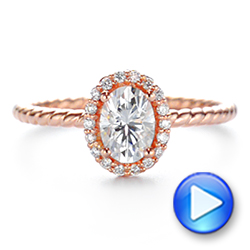 14k Rose Gold Braid Style Shank Diamond Halo Engagement Ring - Video -  106253 - Thumbnail