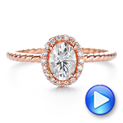 14k Rose Gold Braid Style Shank Diamond Halo Engagement Ring - Video -  106253 - Thumbnail