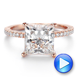 18k Rose Gold 18k Rose Gold Classic Princess Cut Diamond Engagement Ring - Video -  106268 - Thumbnail