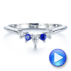 14k White Gold 14k White Gold Blue Sapphire And Diamond Wedding Band - Video -  106269 - Thumbnail