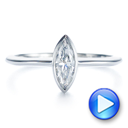 14k White Gold Solitaire Marquise Diamond Engagement Ring - Video -  106271 - Thumbnail