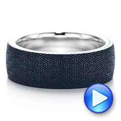 Patterned Black Carbon Fiber Men's Wedding Ring - Video -  106284 - Thumbnail