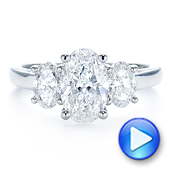  Platinum Platinum Three Stone Oval Diamond Engagement Ring - Video -  106436 - Thumbnail