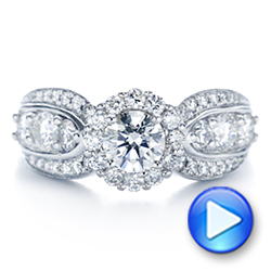14k White Gold Diamond Halo Engagement Ring - Video -  106517 - Thumbnail