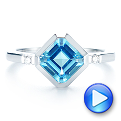 Diamond And Blue Topaz Ring - Video -  106553 - Thumbnail