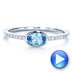 14k White Gold 14k White Gold London Blue Topaz And Diamond Ring - Video -  106568 - Thumbnail