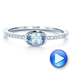 18k White Gold 18k White Gold Aquamarine And Diamond Ring - Video -  106570 - Thumbnail