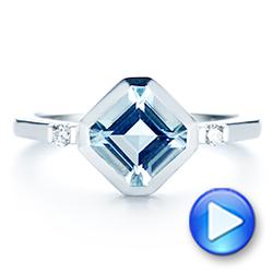 18k White Gold 18k White Gold Aquamarine And Diamond Ring - Video -  106612 - Thumbnail
