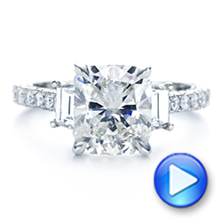  Platinum Three Stone Diamond Engagement Ring - Video -  106617 - Thumbnail