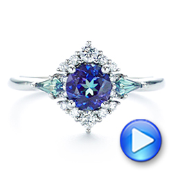 18k White Gold 18k White Gold Custom Alexandrite And Diamond Ring - Video -  106618 - Thumbnail