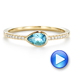  Yellow Gold Yellow Gold Blue Topaz And Diamond Fashion Ring - Video -  106619 - Thumbnail