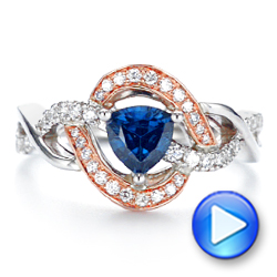 18k Rose Gold 18k Rose Gold Two-tone Blue Sapphire And Diamond Engagement Ring - Video -  106637 - Thumbnail