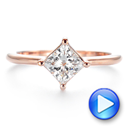 14k Rose Gold Solitaire Princess Cut Diamond Engagement Ring - Video -  106638 - Thumbnail