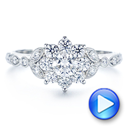 18k White Gold 18k White Gold Floral Diamond Engagement Ring - Video -  106639 - Thumbnail