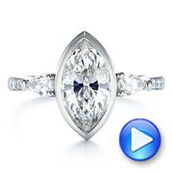  Platinum Platinum Three Stone Marquise Diamond Engagement Ring - Video -  106658 - Thumbnail