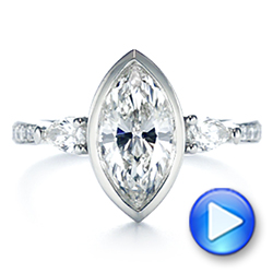 14k White Gold 14k White Gold Three Stone Marquise Diamond Engagement Ring - Video -  106658 - Thumbnail