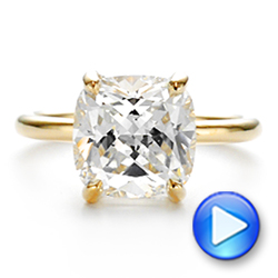 18k Yellow Gold 18k Yellow Gold Custom Hidden Halo Diamond Engagement Ring - Video -  106674 - Thumbnail