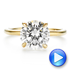 18k Yellow Gold 18k Yellow Gold Custom Hidden Halo Diamond Engagement Ring - Video -  106675 - Thumbnail