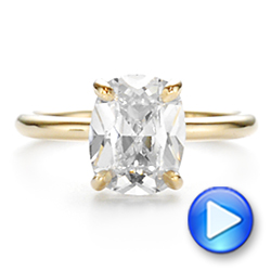 18k Yellow Gold 18k Yellow Gold Custom Hidden Halo Diamond Engagement Ring - Video -  106676 - Thumbnail