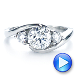 18k White Gold 18k White Gold Three Stone Diamond Engagement Ring - Video -  106683 - Thumbnail