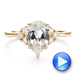 18k Yellow Gold 18k Yellow Gold Pear Diamond Cluster Engagement Ring - Video -  106825 - Thumbnail