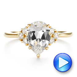 14k Yellow Gold 14k Yellow Gold Pear Diamond Cluster Engagement Ring - Video -  106825 - Thumbnail