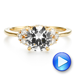 18k Yellow Gold 18k Yellow Gold Round Diamond Cluster Engagement Ring - Video -  106826 - Thumbnail