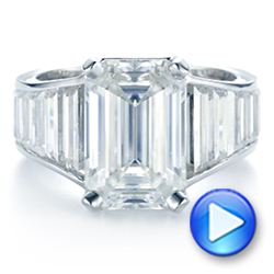 18k White Gold Emerald Cut And Trapezoid Engagement Ring - Video -  106853 - Thumbnail