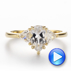 14k Yellow Gold Custom Three Stone Diamond Engagement Ring - Video -  106856 - Thumbnail
