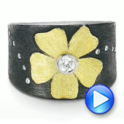 Bezel Set Diamond Flower Ring - Video -  107100 - Thumbnail