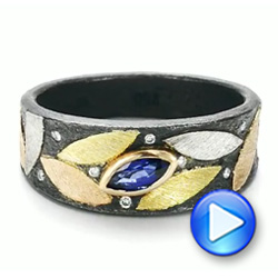 Multi-leaf Blue Sapphire And Diamond Fashion Ring - Video -  107112 - Thumbnail